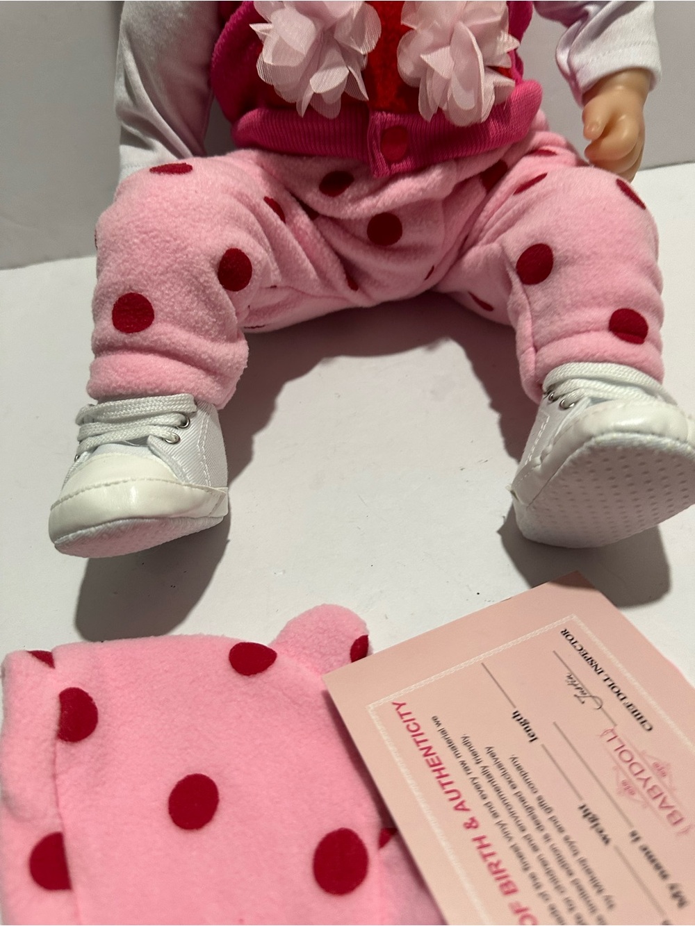 Pink Polka Dot Baby Doll with Pacifier and Plush Toy - Kids Toys 18 Inches - Picture 8 of 10